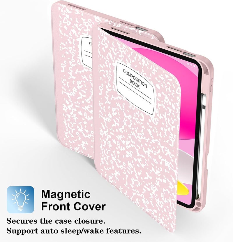 Supveco Case for iPad (A16) 11th Generation 11 inch (2025),iPad 10th Generation 10.9 inch (2022) with Pencil Holder-[Auto Wake/Sleep],Premium Folio Stand Case with Soft TPU Back Cover-Pink - Image 4